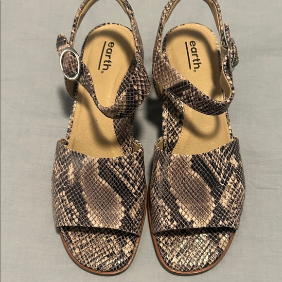 Earth Snake Print Sandals with Tan Accents - Picture 2 of 4